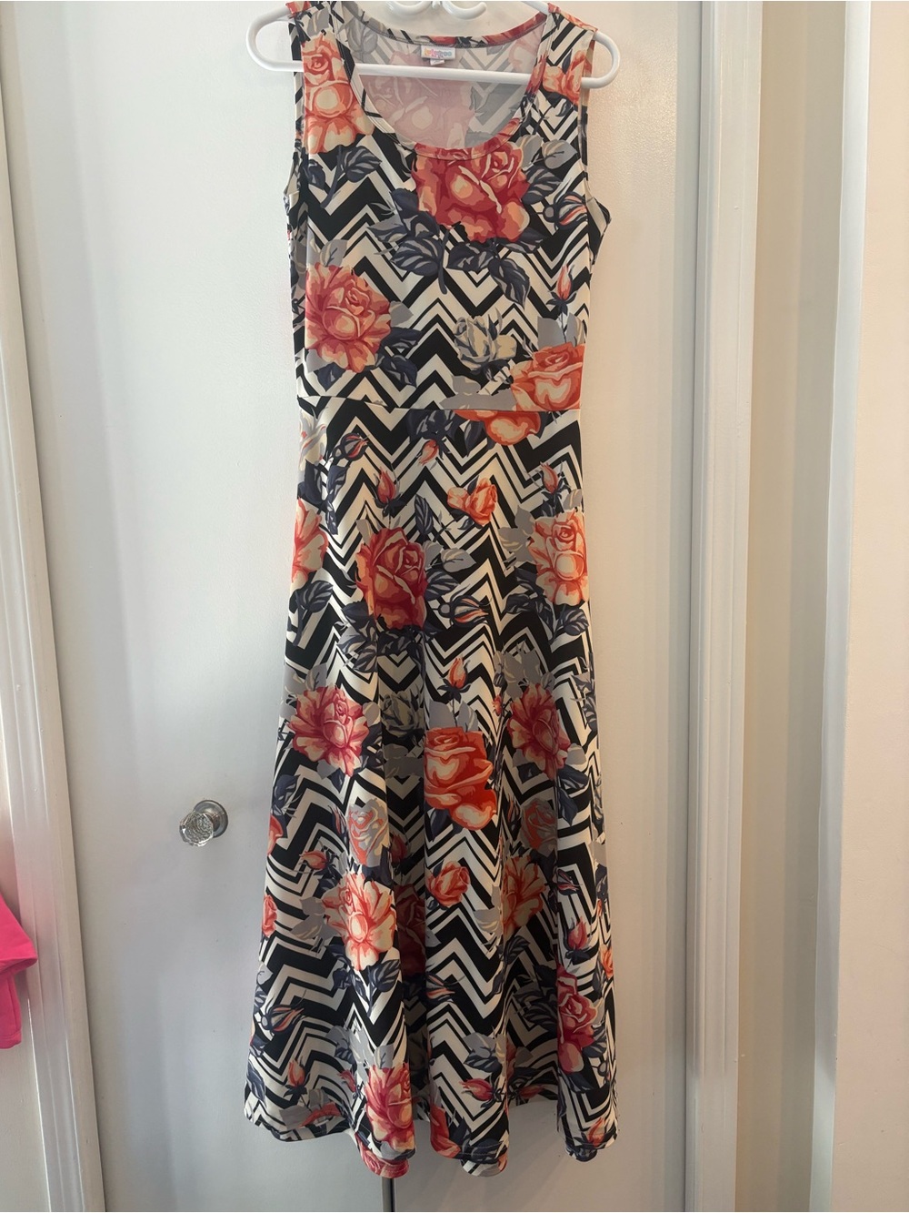 Lularoe Large Floral Chevron Sleeveless Maxi Dress